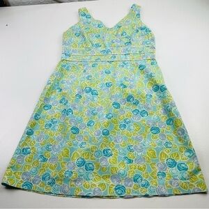 Tahiti Dress Women Size Large‎ Floral V neck  A-line Back zipper midi lenght